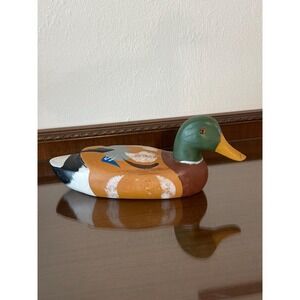 Vintage‎ 14'' Wooden Hand Painted Mallard Duck Decoy with Glass Eyes